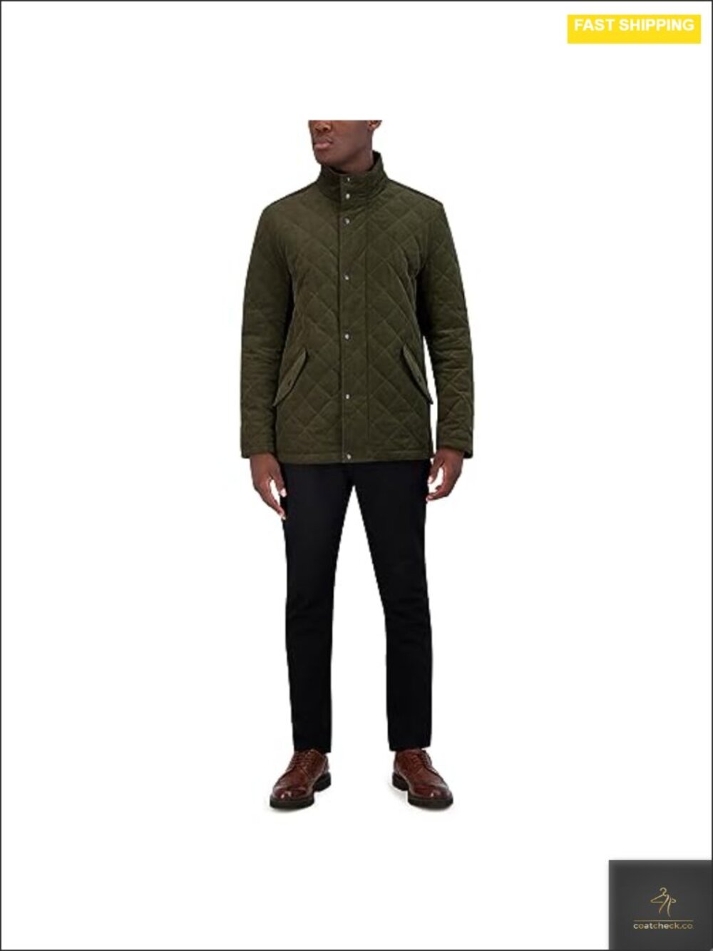 Men's Quilted Cotton Jacket Coat with Snap Closure